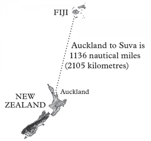 Map of sailing from New Zealand to Fiji